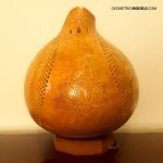 Merkaba and platonic solids gourd lamp – day time – side view