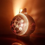 Merkaba and platonic solids gourd lamp – night view – side 02