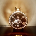 Merkaba and platonic solids gourd lamp – night view