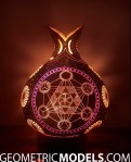 Sun gourd lamp with platonic solids – night view – back