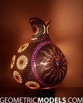 Sun gourd lamp with platonic solids – night view – side 02